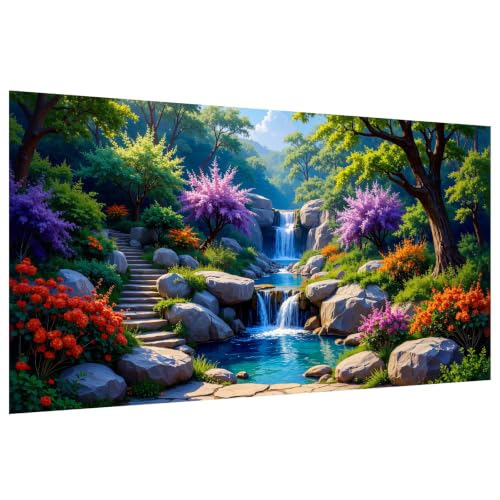 YOYA Large Diamond Art Kits for Adults, Landscape 5D Diamond Painting | Full Drill Diamond Art Waterfall, Round Drill, HD Canvas, Fun and Relaxing, Gem Art, Home Wall Decor, Gifts, 27.5x15.7 Inch - color: Waterfall 509