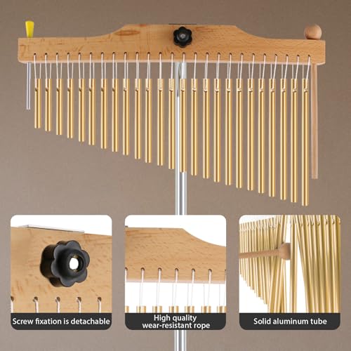 EASTROCK 25 Note Chimes Single-row Bar Chimes Height-Adjustable Stand Gold - color: 25note Gold