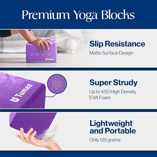 Tumaz Non-Slip Yoga Blocks，High-Density EVA Foam 2 Pack for Yoga & Pilates - color: purple-2ps