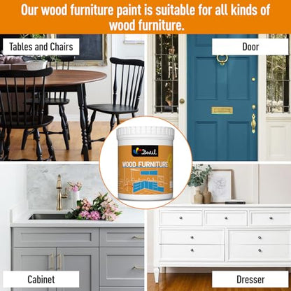 DWIL Acrylic Wood Paint for Furniture - Semi-Gloss Paint Suitable for Wood Surface Renovation, Water-Based All match Paint, Non-Toxic & Odorless, Eco-Friendly & Healthy (32OZ, White) - color: White