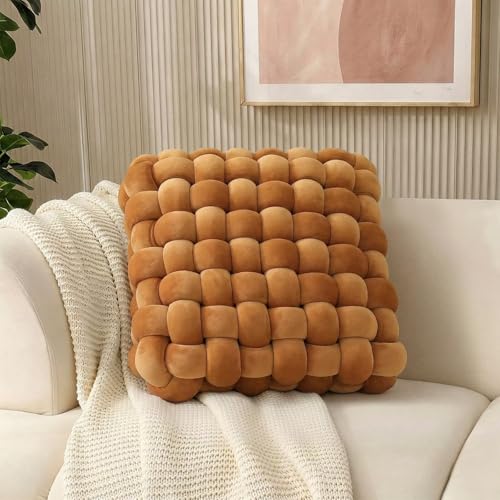 Knot Throw Pillows Square Burnt Orange 13" Thick Soft Cushion - color: Burnt Orange, size: 13"×13"