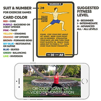 Stack 52 Yoga Exercise Cards: Designed by Certified Yoga Instructor. - color: 55 Card Base Deck