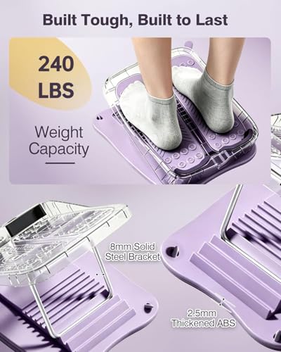 9-Level Adjustable Slant Board for Calf Stretching, Incline Board with 2 Resistance Bands, Portable Calf Stretcher for Teenagers, Office Foot Rest & Physical Therapy Equipment - color: Purple