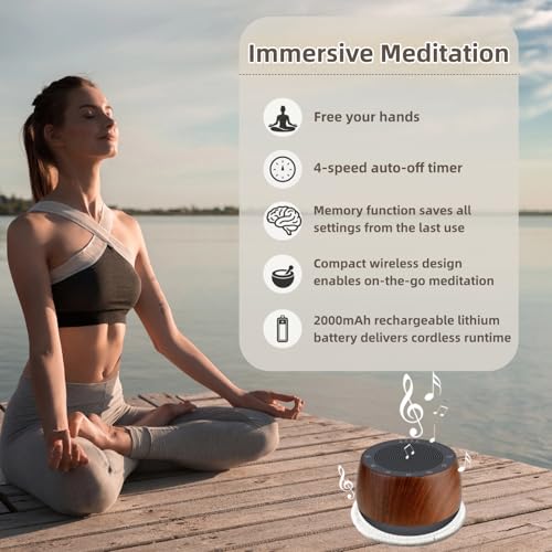 Cordless Automatic Tibetan Singing Bowl,256HZ-432HZ-528HZ 9 Tones 4-Speed Auto-Off Timer,Full Touch Glow Buttons,2000mAh Battery,Deep Ethereal Sound,Yoga,Meditation,Stress Relief (Wooden) - color: Wooden