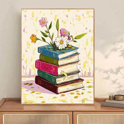 ACIOPPL Book Paint by Numbers for Adults Beginner Flowers Easy Paint by Number Kits on Canvas Floral Book Theme Oil Painting Canvas Acrylic DIY Oil Painting Set for Gift Home Wall Decor 16 x 20 Inch