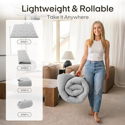 ZonLi Japanese Floor Mattress, 100% Cotton Cover Foldable Futon Mattress - color: Light Grey, size: Twin(75"L x 39"W x 2.5"Th)