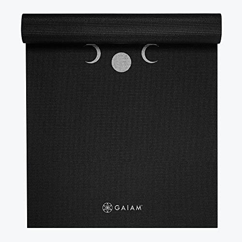 Gaiam Premium Yoga Mat, 6mm Thick Print Mat | Premium 6mm thick cushioning for joint support. Non-slip print design for yoga, Pilates & floor workouts. - color: New Moon