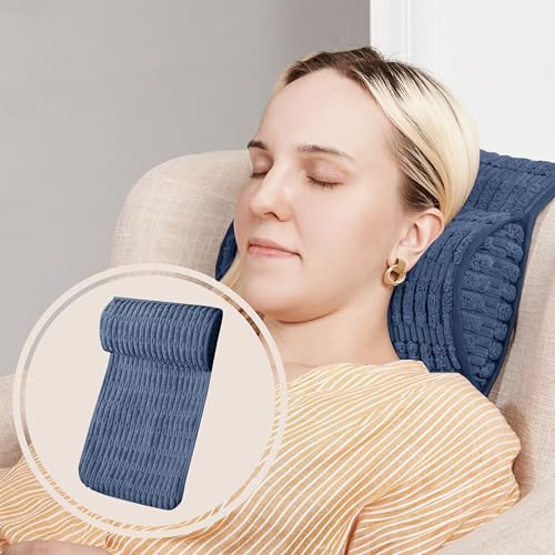 WdFour Headrest Memory Pillow, Support Cushions for Neck, Back or Foot for Sofas, Recliners, Office Chairs, Massage Chairs for Neck Pain Relief and Cervical Support. (Navy Blue, 13" Wx2.7 D) - color: Navy Blue, size: 13"Wx2.7"D