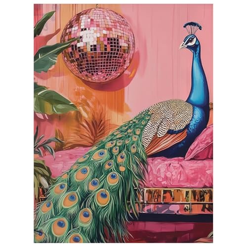 Mandun Peacock Paint by Numbers Kit for Adults, 16x20 inch | DIY Painting Kits Crafts for Adults, Relieve Stress, Gift, Home Wall Decor - color: Peacock