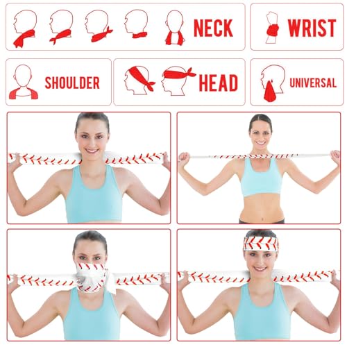 Lonfliness 6Pcs Baseball Cooling Towels with Bags 38x12 in Breathable Chilly Microfiber Ice Towel Fast Drying Sport Team Gift for Player Coach Gym Workout Biking Running Yoga (Baseball) - color: White