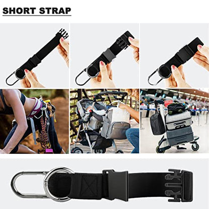 ZINZ Elastic Jacket Gripper Travel Strap with D-Ring Hooks and Buckle, Suitcase Straps Belts Travel Accessories, Makes Your Hands Free - color: Black