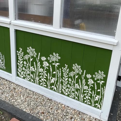 Large Flower Stencil 14inch Flower Stencils for Painting | Floral Stencil Reusable Sunflower Fern Vine Drawing Templates for Wood Garden Fence Furniture Fabrics DIY Decor - style: Flower 01