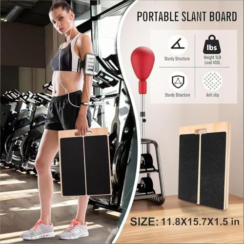 Slant Board for Calf Stretching, Adjustable Portable Wooden Calf Stretcher tilt Plate, Calf Spring Wedge Suitable for Legs, Knees, Heels, Ankles and Stretching.Ankle Stretch Board、Balance Board.