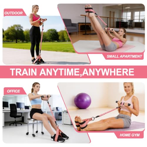 Multifunction Pedal Resistance Band with Handle & Ankle Straps 30/40/40 lbs,Elastic Yoga Tube Adjustable Resistance Bands with Handles,Portable Exercise Bands with Handles at Home Workout Equipment