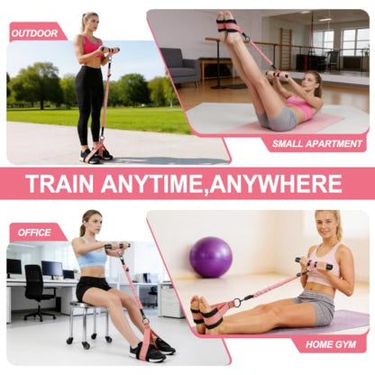 Multifunction Pedal Resistance Band with Handle & Ankle Straps 30/40/40 lbs,Elastic Yoga Tube Adjustable Resistance Bands with Handles,Portable Exercise Bands with Handles at Home Workout Equipment