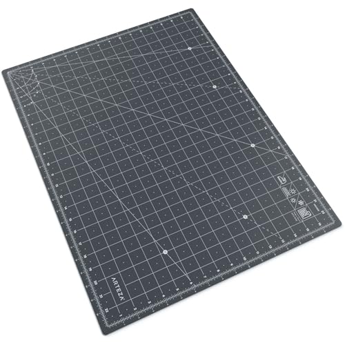 ARTEZA Self Healing Cutting Mat, 18 x 24 Inch Rotary Cutting Mat, Double-Sided 3 mm PVC-Free Craft Mat with Grid Lines and Angle Guides for Sewing, Quilting, Fabric, Paper, Vinyl, and Crafts - size: 12.4"L x 12.4"W