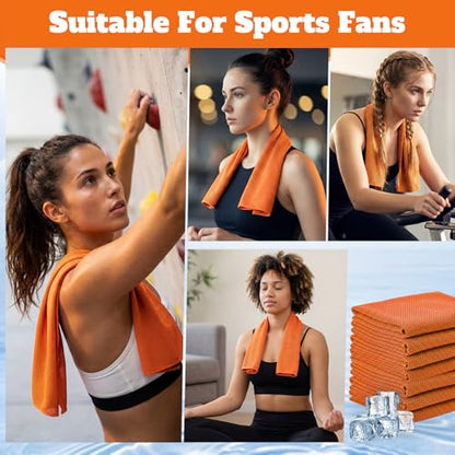 Honoson 30 Pack Cooling Towels for Neck and Face, 27 x 16 in, Orange - color: Orange
