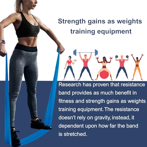 A AZURELIFE Resistance Bands,Professional Long Non-Latex Elastic Stretch Bands,Exercise Bands for Physical Therapy, Yoga, Pilates, Rehab, at-Home or The Gym Workouts, Strength Training - color: Green, Blue, Gray, size: 5.9FT