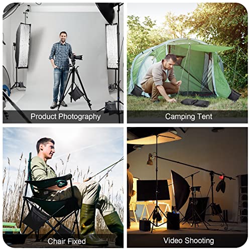 12 Packs Photography Weight Bags Photo Studio Filled Weight Bag Empty Heavy Sandbag Set for Photography Tripod Stand Light Stand Sports Outdoor Photo Video Studio Boom Brackets (Black) - color: Black