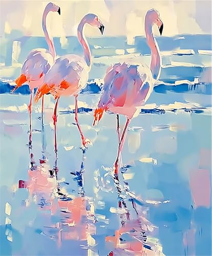 NDNXYXGS Paint by Numbers Kits for Adults,Animals DIY Painting Kit on Canvas,Flamingo Color by Numbers,Large Adult Paint by Number for Wall Decor and Gifts (Crane) - color: crane