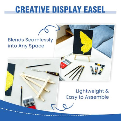12 Pack 10 Inch Mini Wooden Display Easels | Tripod Painting Easel Stand, Portable Art Canvas Holder for Photos, Prints and Signs