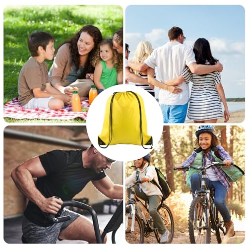 KUUQA 12 Pcs Drawstring Backpack Bags Bulk Yellow - color: Yellow