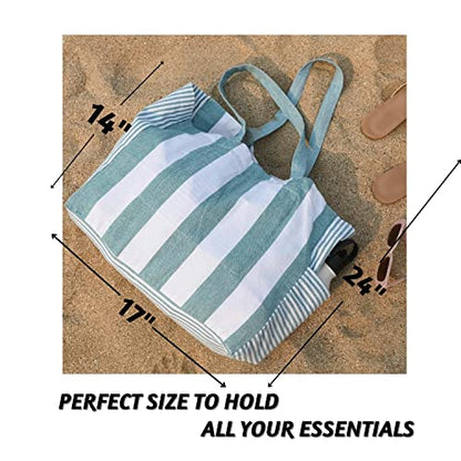 Folkulture Beach Bags for Women, Waterproof, Beach Must Haves -17x14 inch - color: Stone Blue