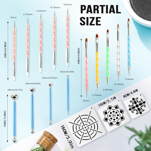 Augshy Mandala Dotting Tools Painting Kit, 58Pcs Dotting Tools for Painting DIY Rock Template Stencils Kit Brush Tray Pen Zipper Bag for Stone Canvas Mandala Arts - style: Mandala Style B