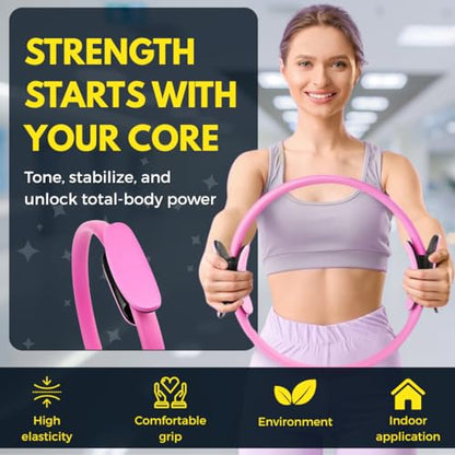 Pilates Ring 15-Inch, Magic Circle for Women, Fitness Ring for Core & Thighs, Yoga & Strength Training, Workout Ring for Home & Gym, Inner Thigh Toner, Pilates Accessory