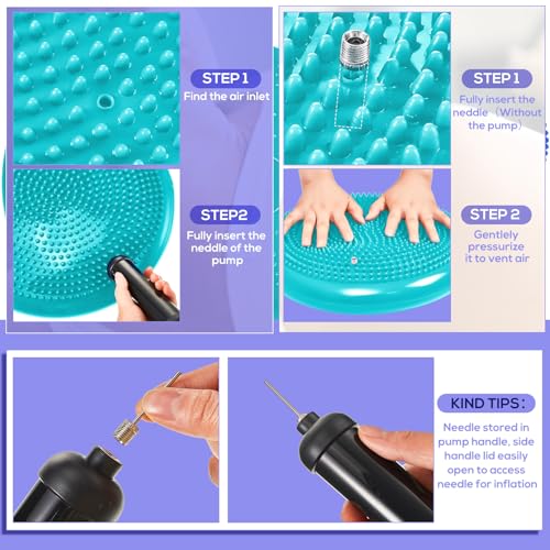 8 Pcs Balance Disc Set with Hand Pump, Wobble Cushion, 3 Balance Pods & 4 Spiky Massage Balls, for Sensory child, Balancing Training, Physical Recovery, Exercise, Adults, Dogs - color: Fresh Colors