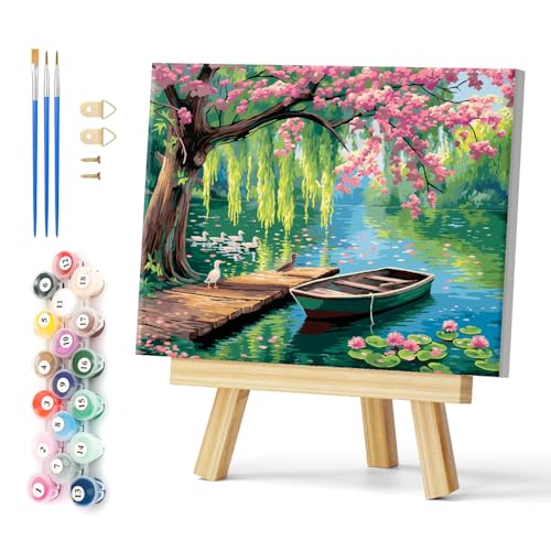 Natuyalo Paint by Numbers Kit for Adults Framed, Lakeside Landscape Paint by Number for Adults Beginner, Acrylic Painting Kits with Frame on Canvas for Home Wall Decor 12X16 Inch - color: Color-03