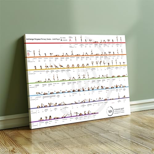 OJZBQVYHDMS Ashtanga Vinyasa Primary Series Canvas Wall Art Yoga Pose Chart Print Ashtanga Yoga Sequence Poster For Yoga Studio Home Gym Meditation Room Decor (16x24inch Unframe) - size: 36"L x 24"W