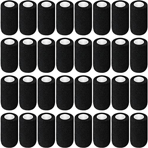 Treela 36 Pcs Self Adherent Bandage 4" X 5 Yard Wrap Breathable | Cohesive Bandage Elastic Adhesive Tape for Stretch Athletic Sports Wrist Ankle - color: Black, size: 4" X 5 Yard