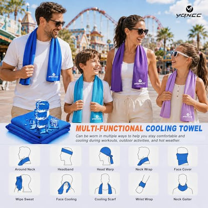 YQXCC 6 Pack Cooling Towels (47"x12"), Ice Cool Towels for Neck & Face - color: Light Blue*2/ Light Gray*2/ Dark Gray*2