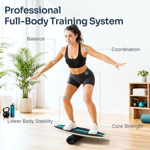 Sportneer Balance Board - 7 Mode Wobble Board with Roller & Ball | 7 Modes Balance Trainer, Adjustable Stoppers for Balance Training, Core Workouts, Stability, Surf Training & Physical Therapy - color: Sky Blue