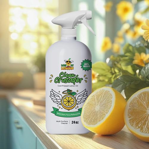 Clean Crusader Cold Pressed Lemon Oil All Purpose Cleaning Oil Spray for Degreasing, Hardwood Floors, Countertops and Bathroom - 24 oz - 1 Pack