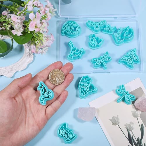 ORIGACH 12 Pcs Forest Animals Polymer Clay Cutters Set | Wildflowers Design Clay Cutters for Polymer Clay Jewelry Earrings with a Clear Storage Box - style: Forest Animals