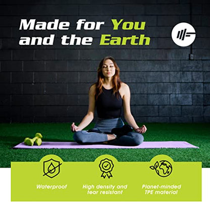 Extra Thick Yoga Mat for Women – TPE 10 mm-Thick Non-Slip Yoga Mat & Nylon Mat Strap – Men’s Fitness & Workout Mats for Home Gym – 26 x 74 In. Indoor-Outdoor Meditation & Exercise Mats by PowX