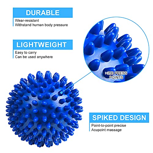 URAQT Spiky Massage Ball Set, 2 Pack Physical Therapy Massage Balls, Hard Lacrosse Ball & Spiky Massage Ball for Myofascial Release and Trigger Point Deep Tissue Massage (Blue) - color: 2pcs