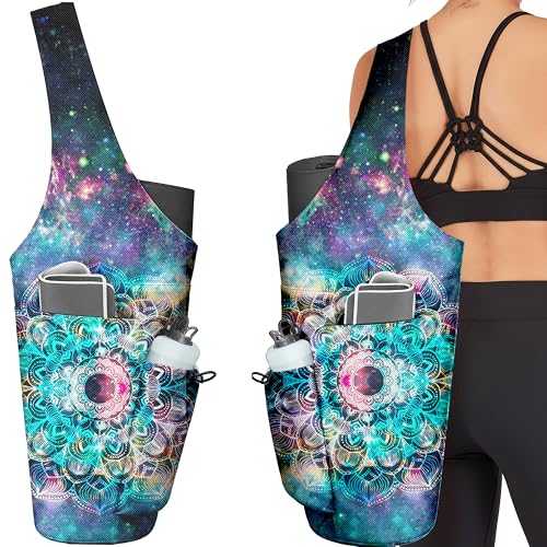 Yoga Bag for Women, Large Yoga Mat Bag Tote Carrier with Wet Dry Pocket | Water Bottle Holder & Adjustable Strap, Fits 1/2" Thick Yoga Mat for Gym, Pilates, Travel, Work - color: YOGA-03