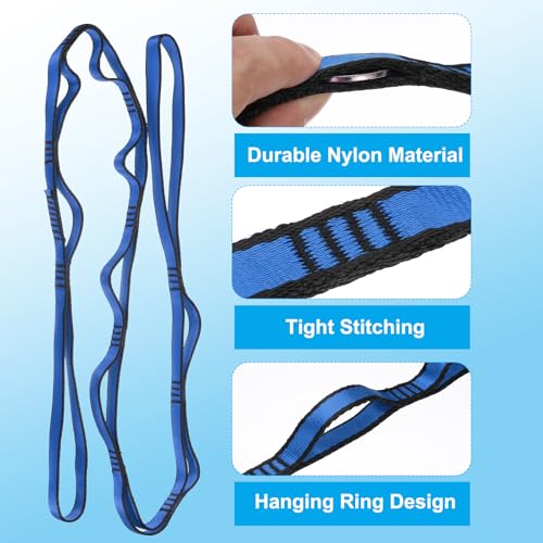 PATIKIL Daisy Chain Straps, Strong Climbing Strap Adjustable Nylon Chain Sling with Loops for Aerial Yoga Hammock Swing - color: Blue, size: 59 Inch