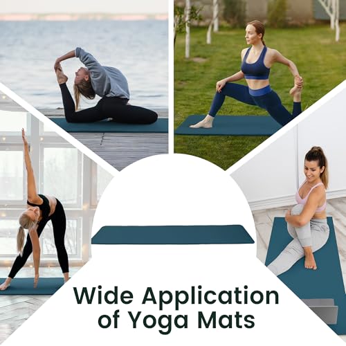 Fitvids Yoga Mat, 1/2-Inch Extra Thick High Density Exercise Mat, Anti-Tear Exercise Yoga Mat with Carrying Strap, Suitable for Various Yoga Exercises - color: Navy Blue