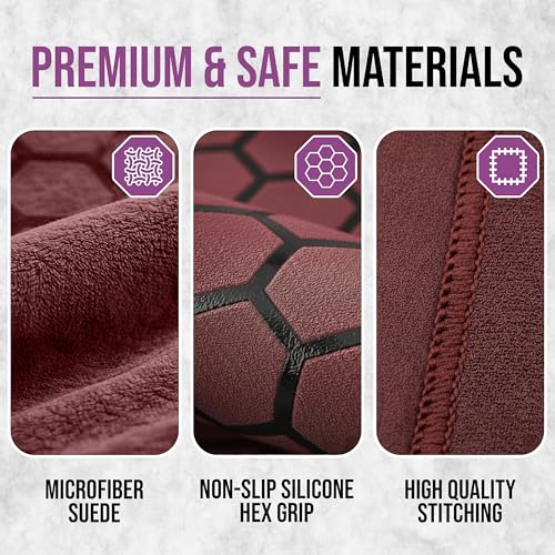 Clever Yoga Hot Yoga Mat Towel – Non-Slip Grip for Hot Yoga, Sweat Absorbent, Honeycomb Silicone Grip, Stays Flat – Ideal for Pilates, Travel, Washable & Lightweight - Burgundy - color: Burgundy