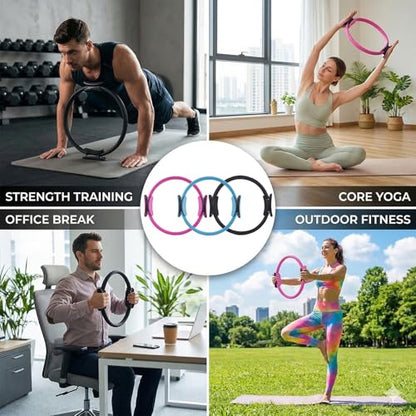 12 Pack Pilates Accessories for Women, 15 Inch Pilates Ring Magic Circle for Home Gym Essentials, Yoga & Pilates Equipment for Beginners Ab Trainer and Butt, Core, Leg Workout Equipment.