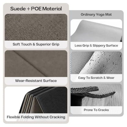 Foldable Yoga Mat, 70''x24''x0.24''(6mm）Non-slip POE Exercise Mat - color: Deep Coffee