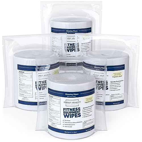 Fitness Gym Equipment Wipes - 4 Rolls of 800 Pre-Moistened Cleaning Refill Wet Wipes - For Upwards and Downwards Dispensers