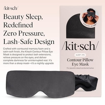 Kitsch Contour Satin Sleep Mask | Eye Masks for Sleep - Charcoal | Softer Than Silk Sleep Mask, Blindfold Sleep Masks for Women & Men, No Eye Pressure, Lightweight Eye Mask, Travel Essentials - color: Charcoal