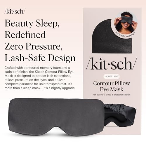 Kitsch Contour Satin Sleep Mask | Eye Masks for Sleep - Charcoal | Softer Than Silk Sleep Mask, Blindfold Sleep Masks for Women & Men, No Eye Pressure, Lightweight Eye Mask, Travel Essentials - color: Charcoal