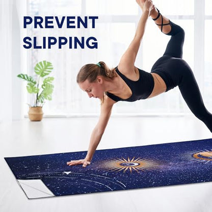 Yoga Towels, Non Slip Hot Yoga Mat Towel with Grip Dots,Super-Absorbent Soft Microfiber Yoga Blanket for Pilates, Fitness and Workout 72inch x 24inch - color: Moon