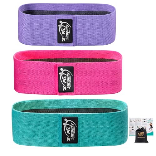 Fit Simplify Non Slip Fabric Resistance Hip Bands, Set of 3